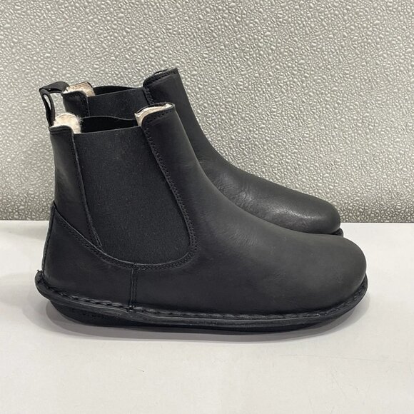 Vibae Helsinki Leather Boots Preto Black Shearling Women's - Picture 4 of 8